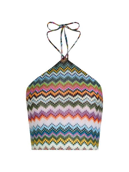  Missoni Pixel-effect Zigzag Pattern Top - Blue 