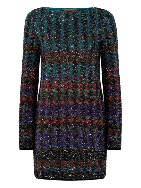  Missoni Sequin-embellished Patterned Mini Dress - Blue 