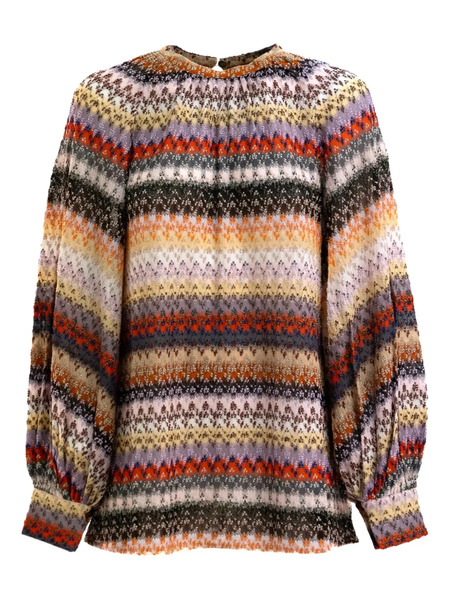  Missoni Striped Balloon-sleeve Top - Neutrals 