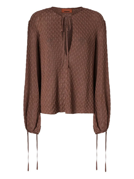  Missoni Textured Tie-neck Top - Brown 