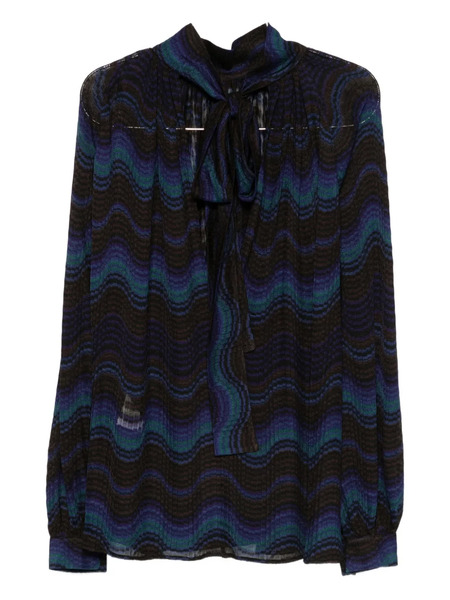  Missoni Tie-neck Patterned Blouse - Blue 