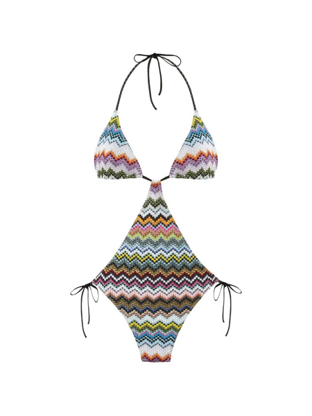  Missoni Triangle-top Zig-zag-pattern Swimsuit - Blue 