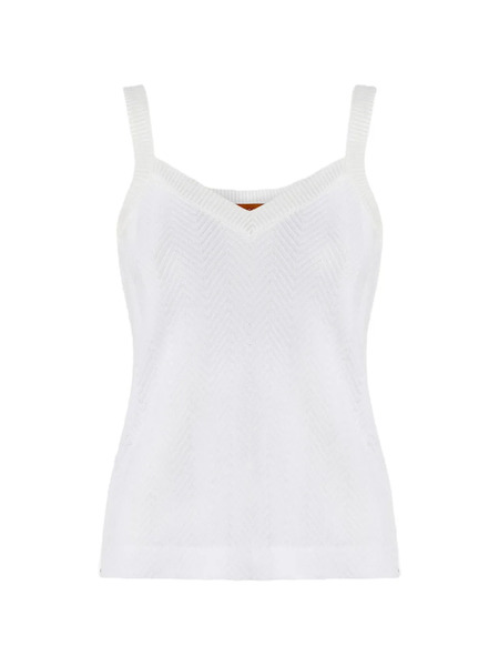  Missoni V-neck Zigzag-pattern Tank Top - White 