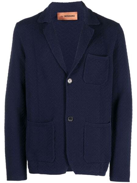  Missoni Zig-zag Weave Single-breasted Jacket - Blue 
