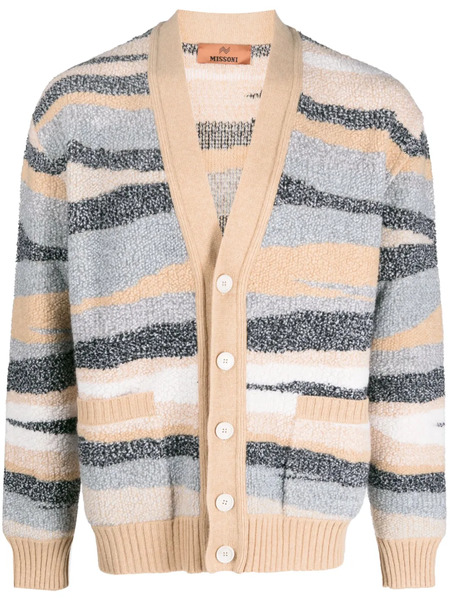  Missoni Zigzag-jacquard Wool Cardigan - Neutrals 