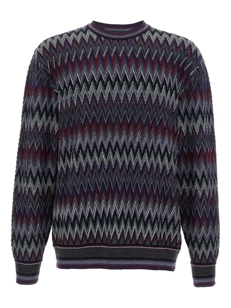  Missoni Zigzag-pattern Crew-neck Sweater - Blue 