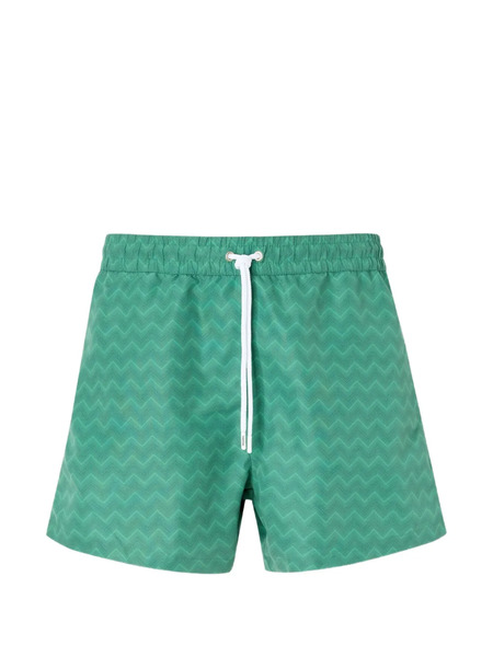  Missoni Zigzag-pattern Drawstring-fastening Swim Shorts - Green 