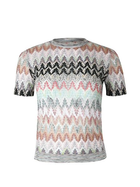  Missoni Zigzag-pattern Short-sleeve Top - Neutrals 