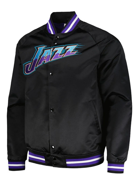  Mitchell & Ness Satin Bomber Jacket - Black 