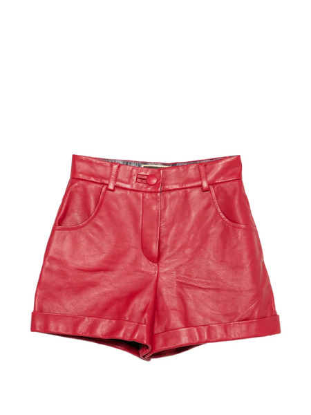  Mitiliane Couture Button Leather Shorts - Red 