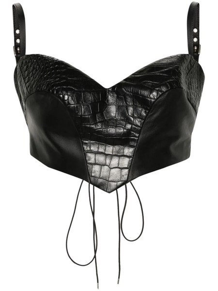  Mitiliane Couture Croc-effect Leather Top - Black 