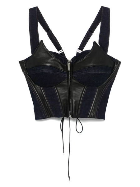  Mitiliane Couture Denim-insert Corset Top - Blue 