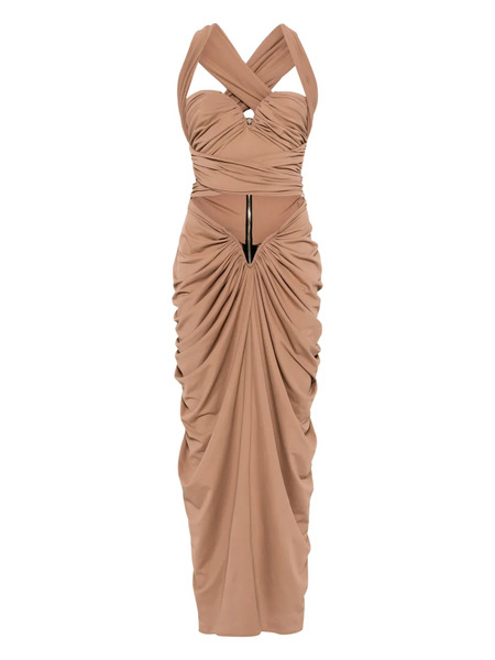  Mitiliane Couture Draped Maxi Dress - Brown 