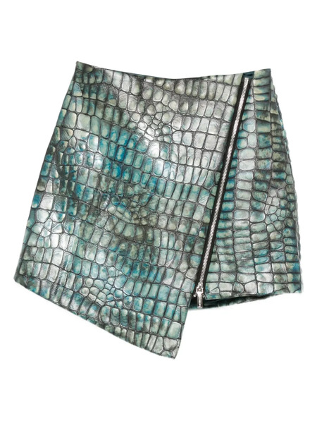  Mitiliane Couture Embossed Leather Croc Effect Skirt - Green 