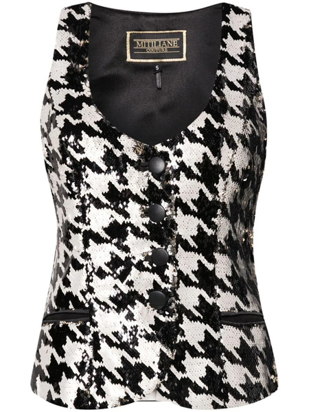  Mitiliane Couture Houndstooth-patterned Sequinned Vest - Black 