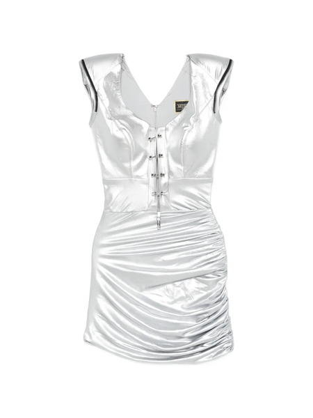  Mitiliane Couture Piercing Leather-panel Mini Dress - Silver 