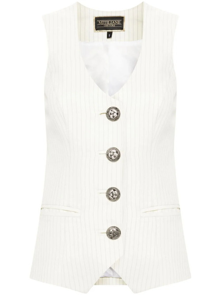  Mitiliane Couture Pinstriped Vest - White 