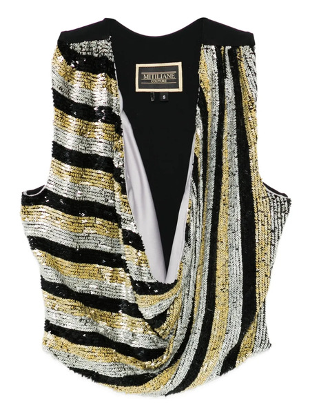  Mitiliane Couture Sequined Striped Top - Grey 