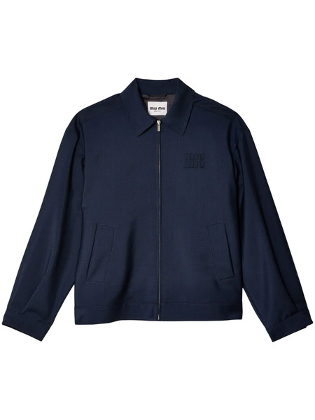  Miu Miu Blouson Logo-embroidered Jacket - Blue 