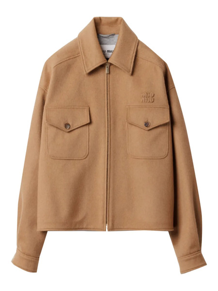  Miu Miu Button-flat Pocket Jacket - Brown 