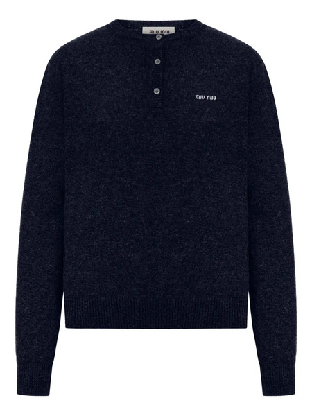  Miu Miu Button Logo-lettering Sweater - Blue 