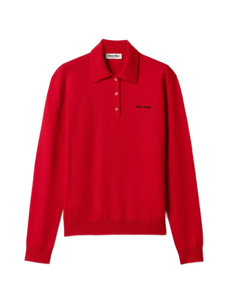  Miu Miu Buttoned Polo Shirt - Red 