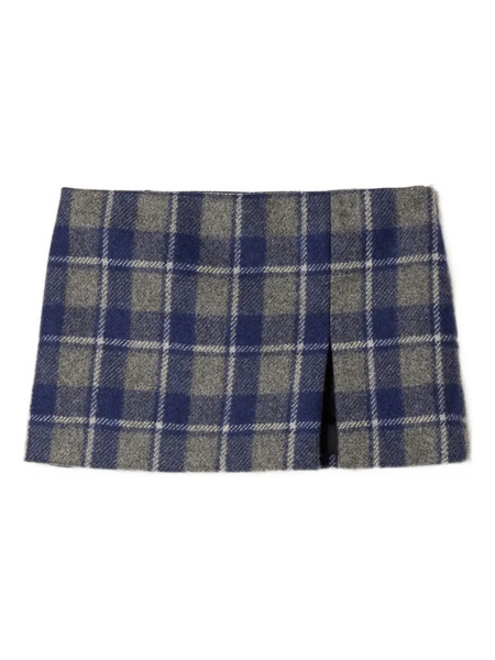  Miu Miu Checked-pattern Mini Skirt - Blue 
