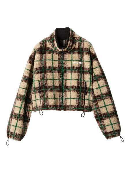  Miu Miu Checked Zip Jacket - Neutrals 