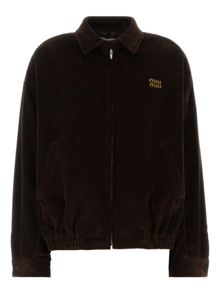  Miu Miu Corduroy Bomber Jacket - Brown 