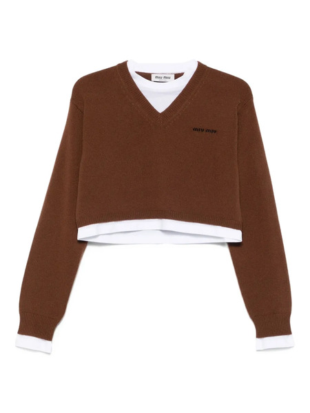  Miu Miu Cropped Sweater - Brown 