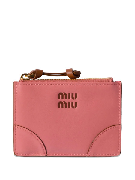  Miu Miu Debossed-logo Leather Wallet - Pink 