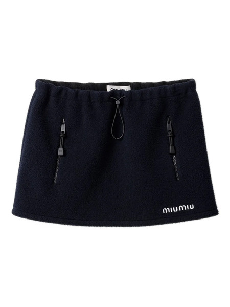  Miu Miu Drawstring Fleece Mini Skirt - Blue 