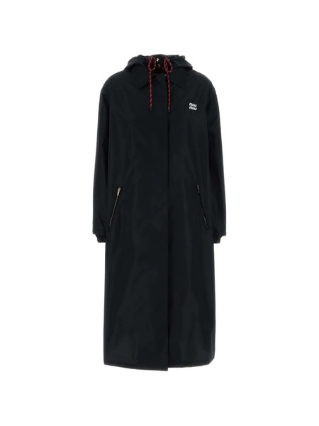  Miu Miu Drawstring-hood Coat - Blue 