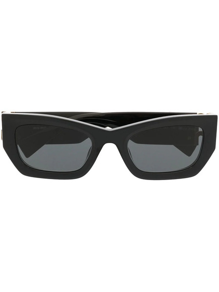  Miu Miu Eyewear Logo-plaque Rectangular Sunglasses - Black 
