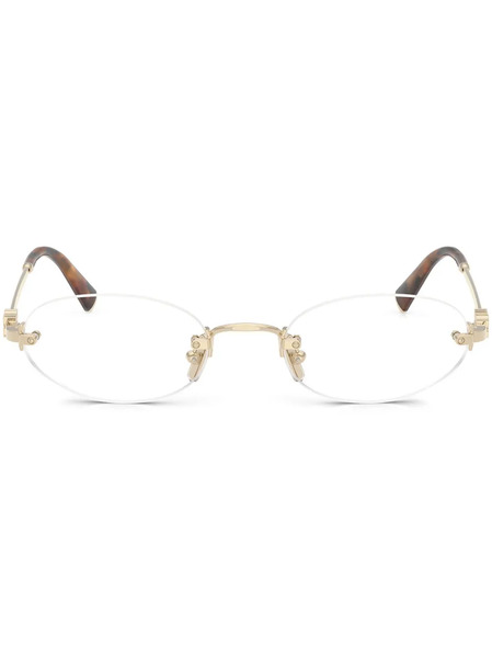  Miu Miu Eyewear Oval-frame Glasses - Gold 