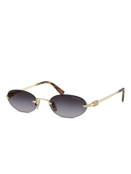  Miu Miu Eyewear Oval-frame Sunglasses - Gold 