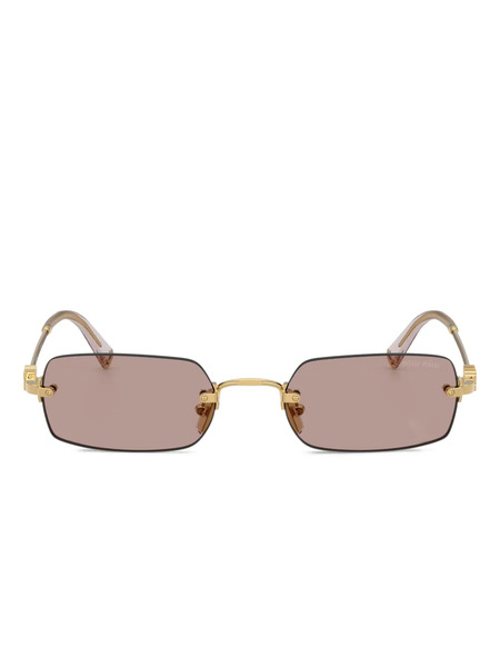  Miu Miu Eyewear Rectangle-frame Sunglasses - Gold 