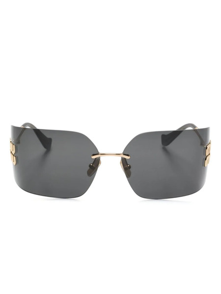  Miu Miu Eyewear Runway Rectangle-frame Sunglasses - Gold 
