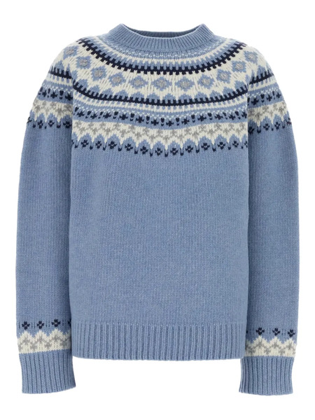  Miu Miu Fair-isle Patterned Wool Sweater - Blue 