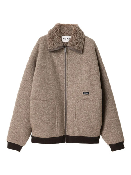  Miu Miu Fleece Bomber Jacket - Neutrals 