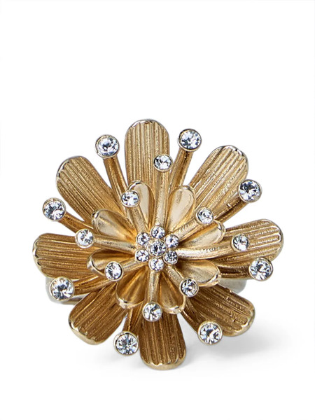  Miu Miu Floral Crystal Ring - Gold 