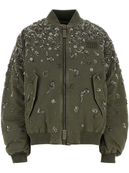 Miu Miu Gabardine Bomber Jacket - Green 