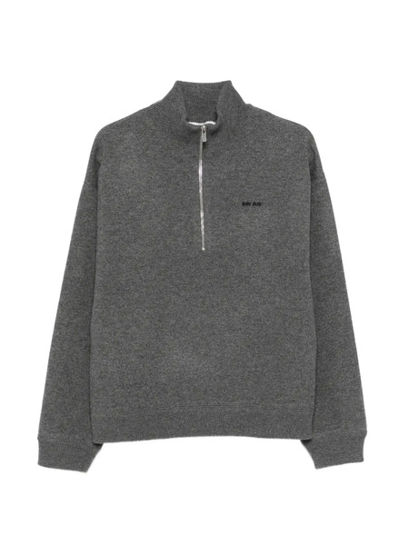  Miu Miu Half-zip Sweater - Grey 