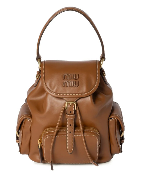  Miu Miu Leather Backpack - Brown 
