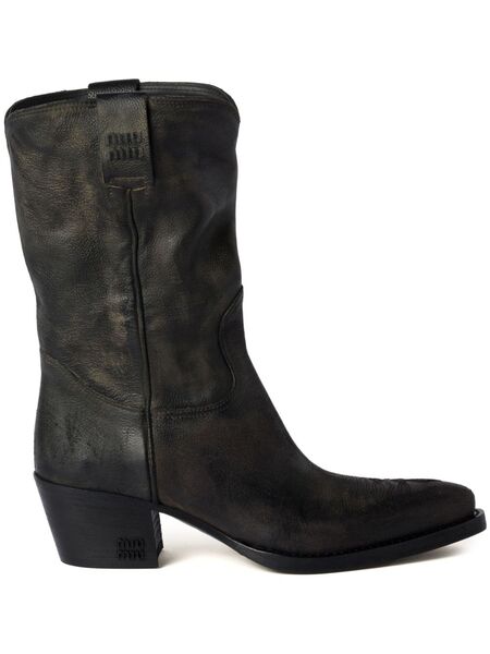  Miu Miu Leather Boots - Black 