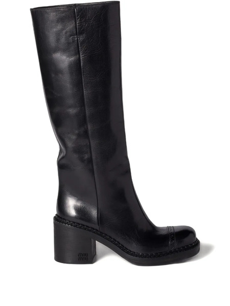  Miu Miu Leather Boots - Black 