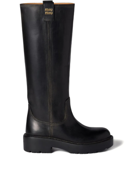  Miu Miu Leather Boots - Black 