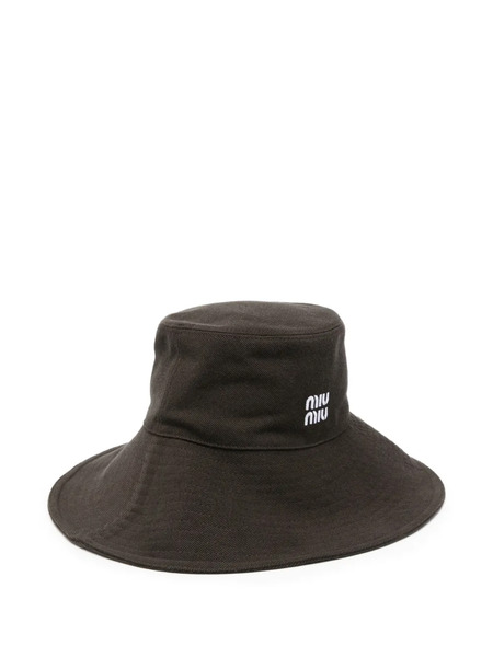  Miu Miu Logo Bucket Hat - Brown 