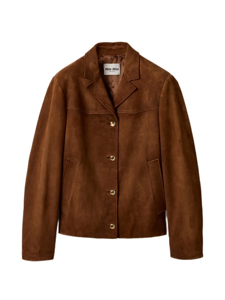  Miu Miu Logo-detail Button Jacket - Brown 