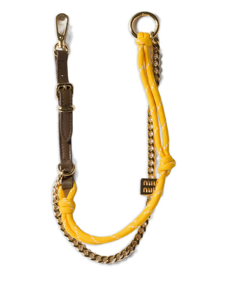  Miu Miu Logo-detail Leather Keyring - Yellow 